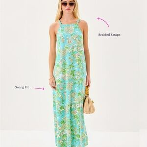 NWT Kyleigh Lilly Pulitzer Floral Maxi Dress with Braided Straps